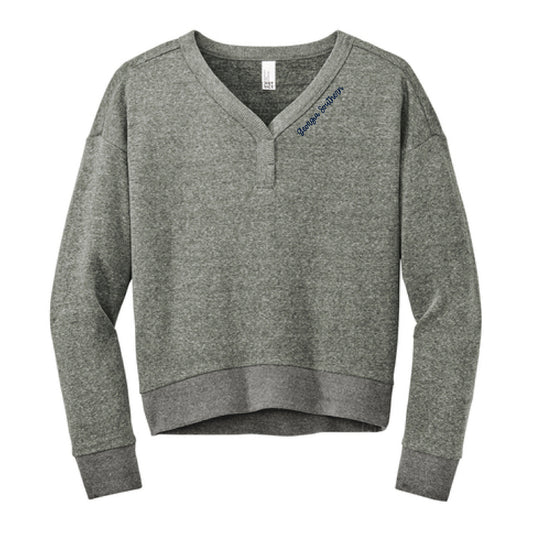 The Georgia Southern Script | Heather Charcoal Fleece V-Neck Sweatshirt