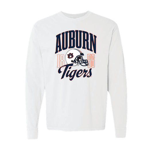 The Vintage Tigers Football Helmet | Adult White Long Sleeve Tee