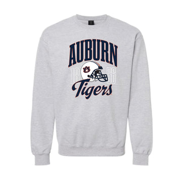 The Vintage Tigers Football Helmet | Adult Sport Grey Sweatshirt