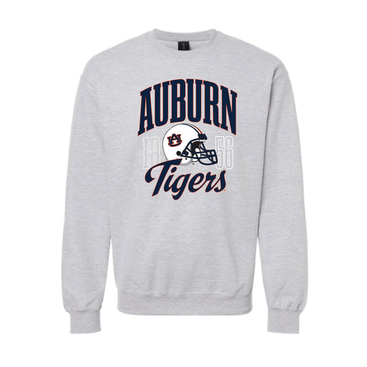 The Vintage Tigers Football Helmet | Adult Sport Grey Sweatshirt