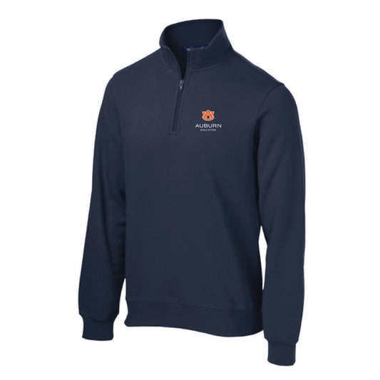 The Auburn University College of Education Logo | Adult True Navy 1/4-Zip Sweatshirt