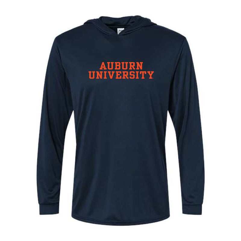The Auburn University Logo | Navy Hooded Long Sleeve Performance Tee