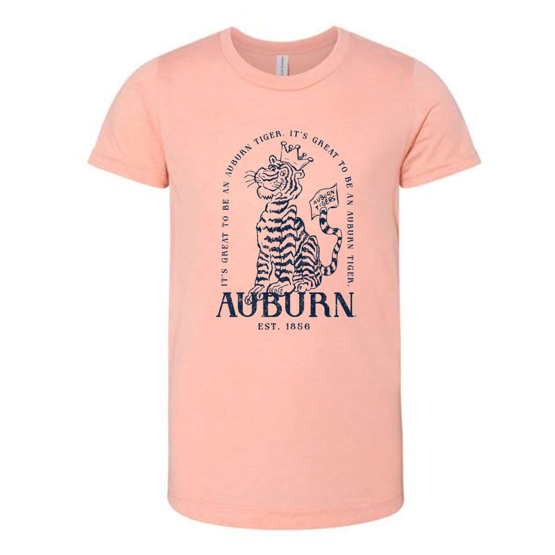 The Auburn Vintage Tiger | Youth Peach Triblend Tee