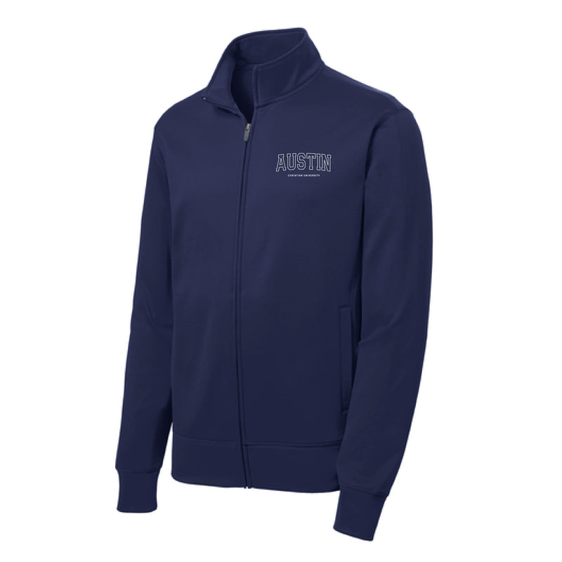 The Austin Christian Arch | Embroidered Navy Performance Full-Zip Jacket