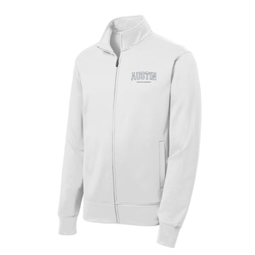 The Austin Christian Arch | Embroidered White Performance Full-Zip Jacket