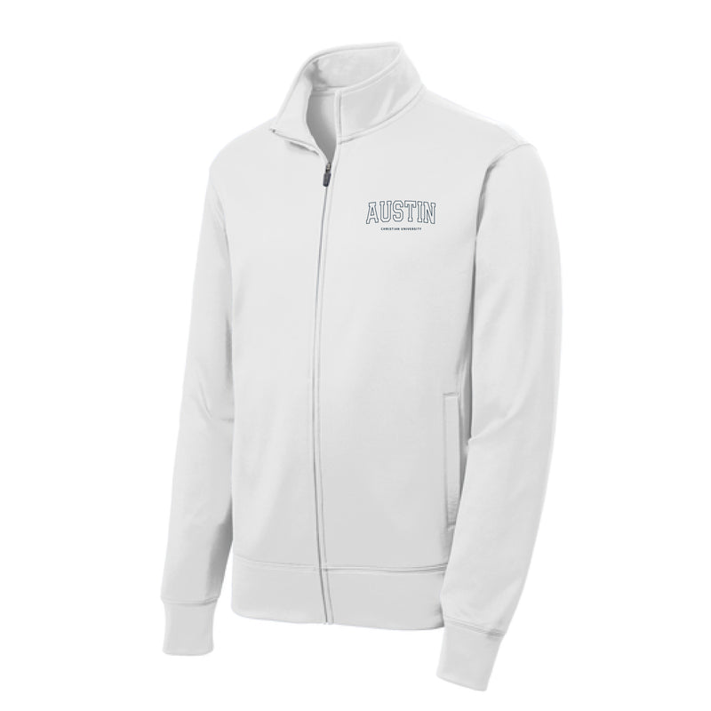 The Austin Christian Arch | Embroidered White Performance Full-Zip Jacket