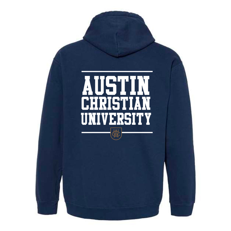 The Austin Christian University Block | True Navy Hooded Sweatshirt