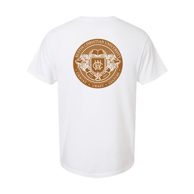 The Austin Christian University Seal | White Tee