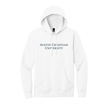 The Austin Christian University Serif | White Fleece Hoodie