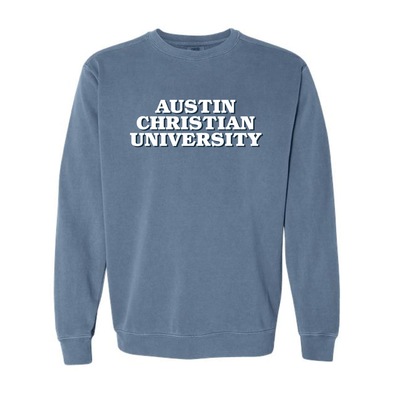 The Austin Christian University Stacked | Blue Jean Sweatshirt