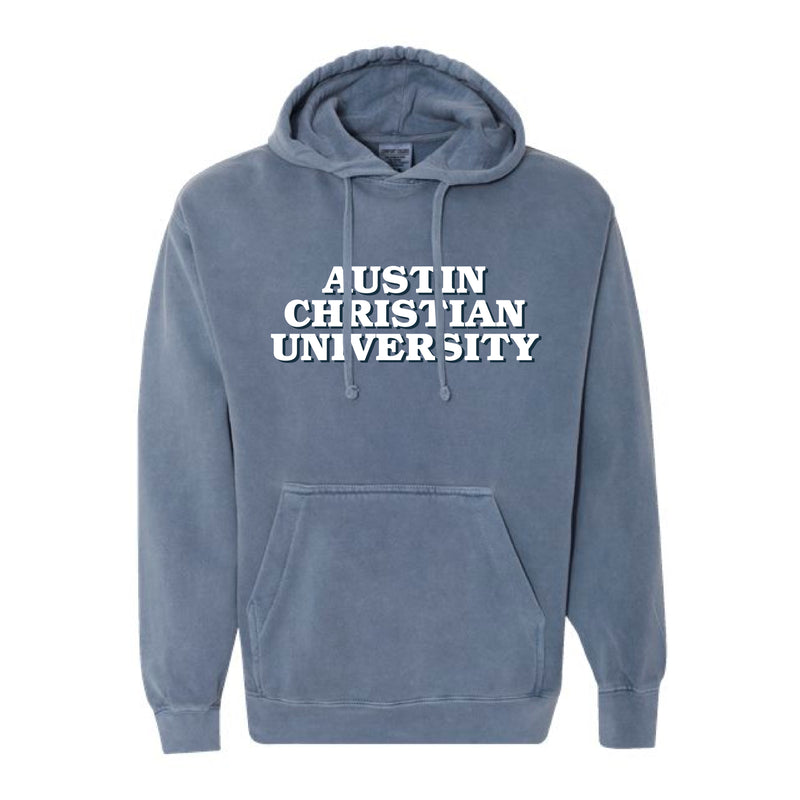 The Austin Christian University Stacked | Blue Jean Hooded Sweatshirt