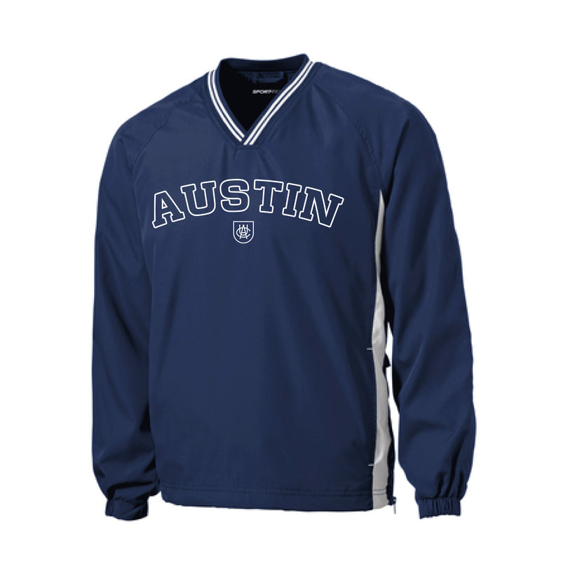 The Austin Logo Arch | Embroidered True Navy/ White Performance Wind Jacket