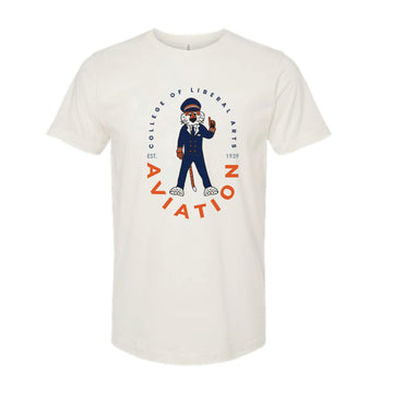 The Aviation Aubie | Vintage White Oversized Tee
