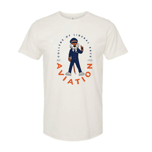 The Aviation Aubie | Vintage White Oversized Tee