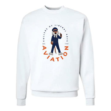 The Aviation Aubie | White Crewneck Sweatshirt