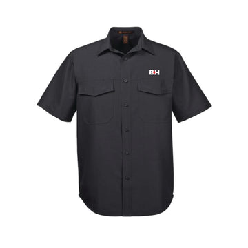 The Icon Logo | Embroidered Short Sleeve Black Woven Shirt