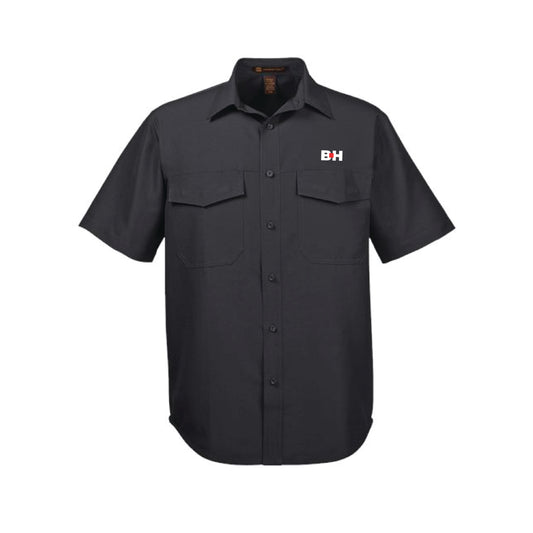 The Icon Logo | Embroidered Short Sleeve Black Woven Shirt