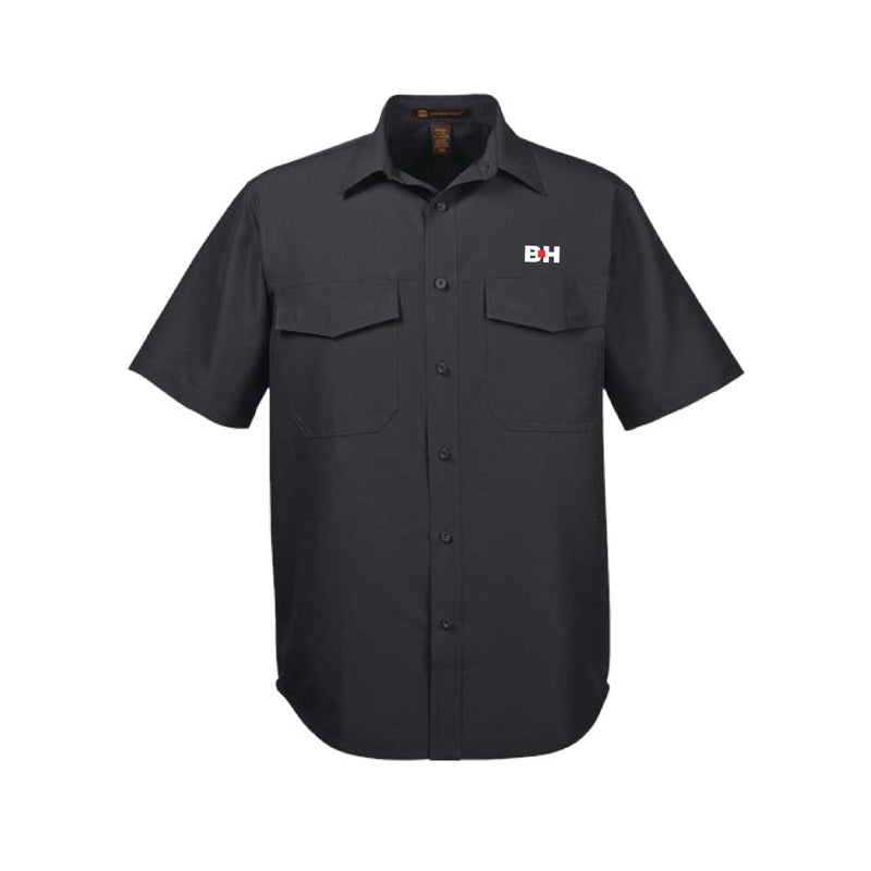 The Icon Logo | Embroidered Short Sleeve Black Woven Shirt