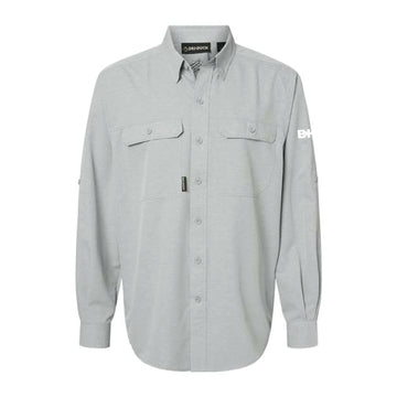 The Monochrome Icon Logo | Embroidered Long Sleeve Grey Woven Shirt