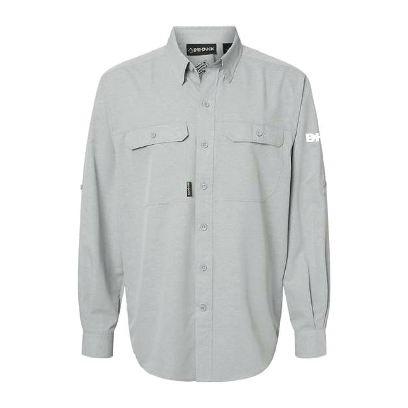 The Monochrome Icon Logo | Embroidered Long Sleeve Grey Woven Shirt