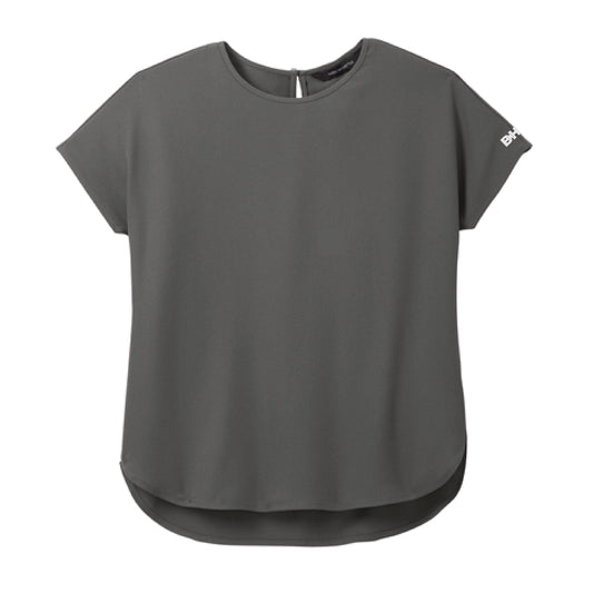 The Monochrome Icon Logo | Embroidered Anchor Grey Women's Crepe Long Sleeve