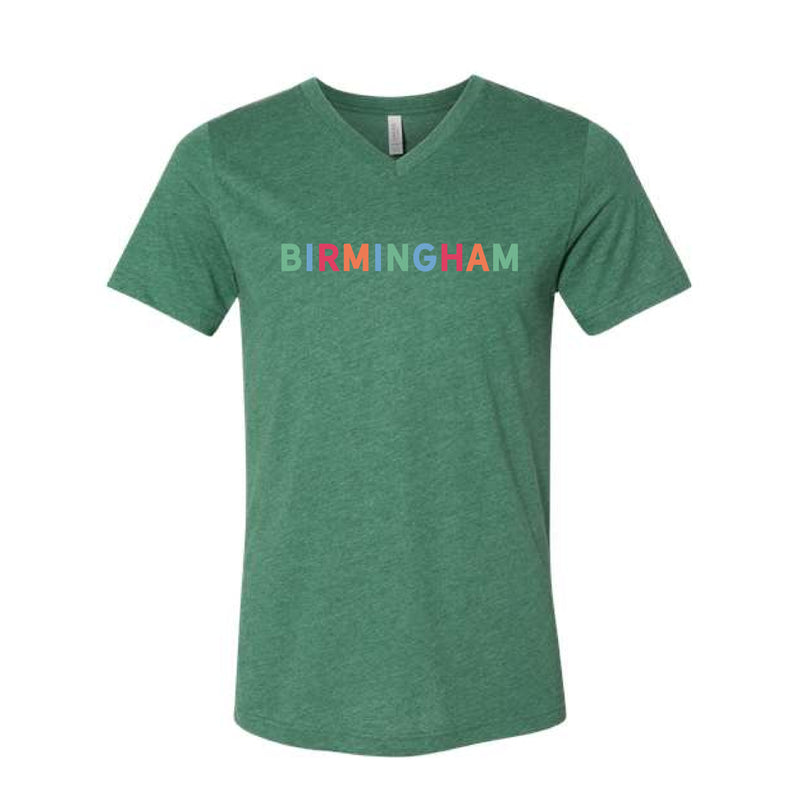 The Birmingham Multi | Heather Grass Green V-Neck Tee