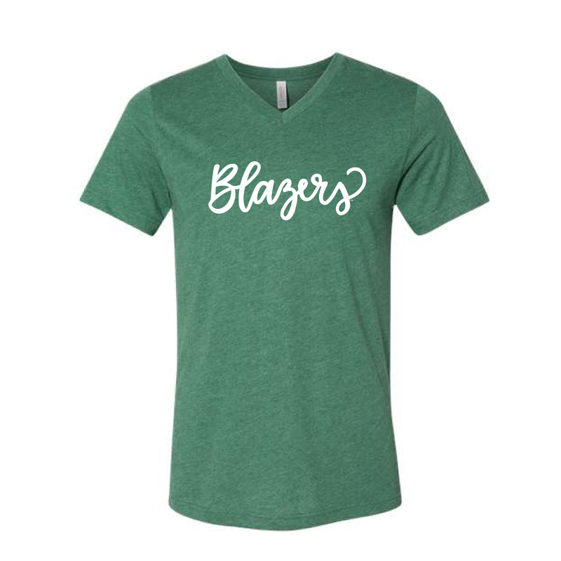 The Blazers Script | Heather Grass Green V-Neck Tee