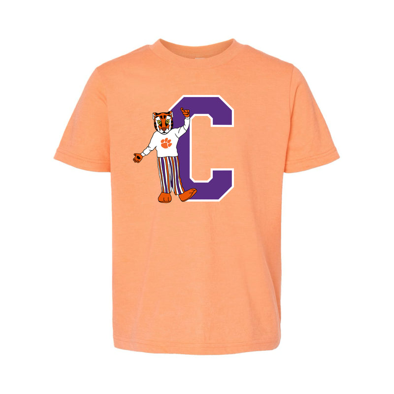 The Block C Tiger | Youth Heather Cantaloupe Tee