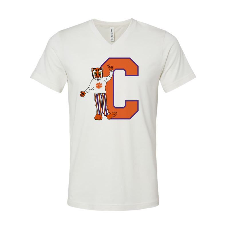The Block C Tiger | Vintage White V-Neck Tee
