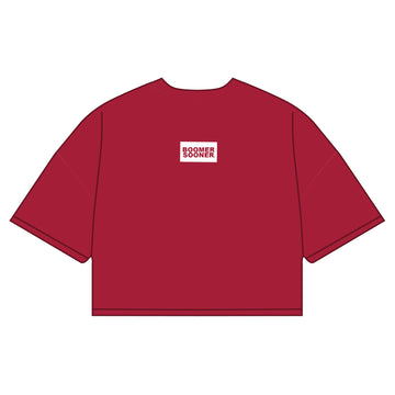 The Kristen Airy Tee Boomer Sooner Woven Label | Crimson