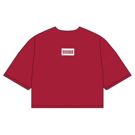The Kristen Airy Tee Boomer Sooner Woven Label | Crimson