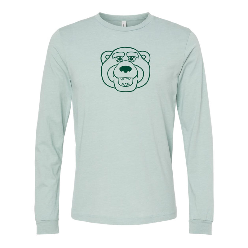 The Bruiser Head Outline | Heather Dusty Blue Long Sleeve Tee