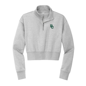 The BU Logo | Embroidered Light Heather Grey 1/2-Zip