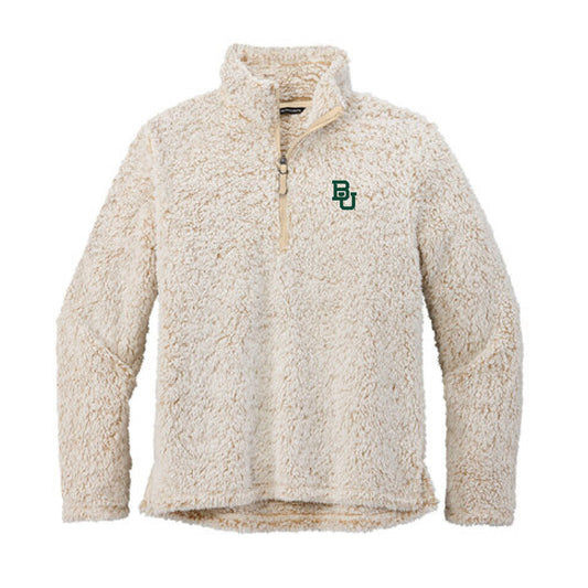 The BU Logo | Embroidered Oatmeal Heather 1/4-Zip Fleece