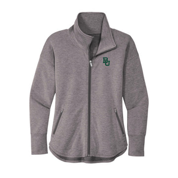 The BU Logo | Petrol Grey Heather Full-Zip Fleece