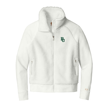 The BU Logo | Embroidered Ivory Snow Sherpa Full-Zip