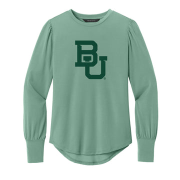 The BU Logo | Sage Long Sleeve Blouson Top