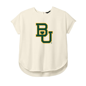 The BU Logo | Ivory Chiffon Stretch Crepe Crew