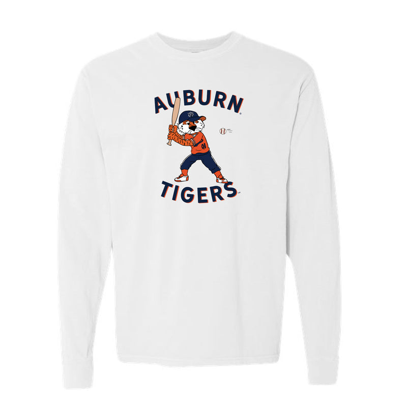 The Batting Aubie | Adult White Long Sleeve