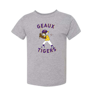 The Batting Mike The Tiger | Athletic Heather Toddler Tee