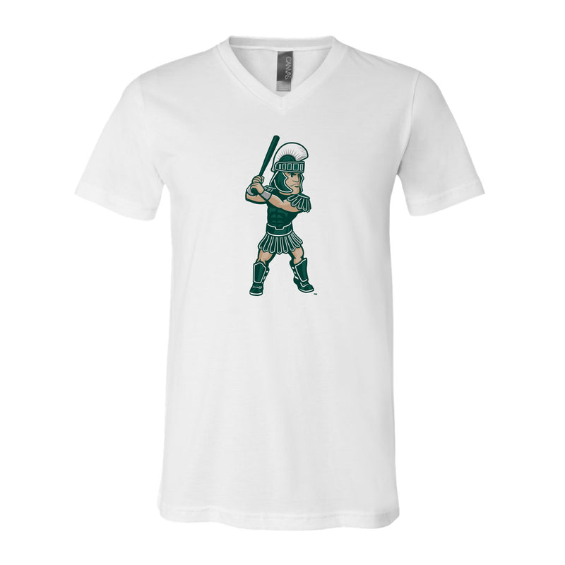 The Batting Sparty | White V-Neck Tee