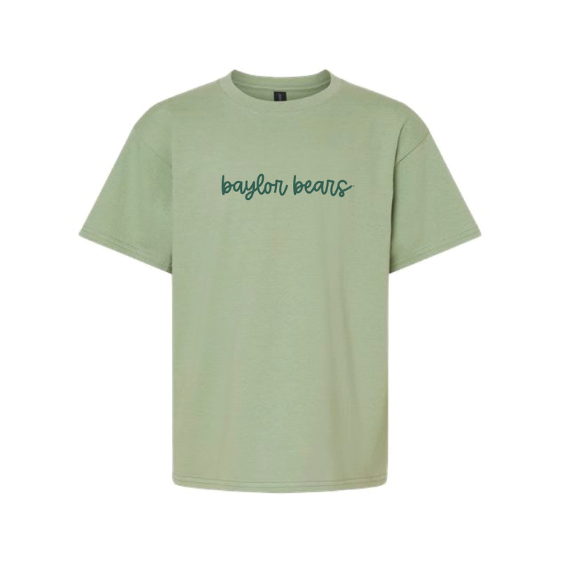 The Baylor Bears Cursive | Youth Sage Tee