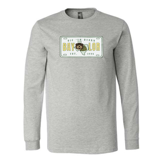 The Baylor License Plate | Athletic Heather Long Sleeve