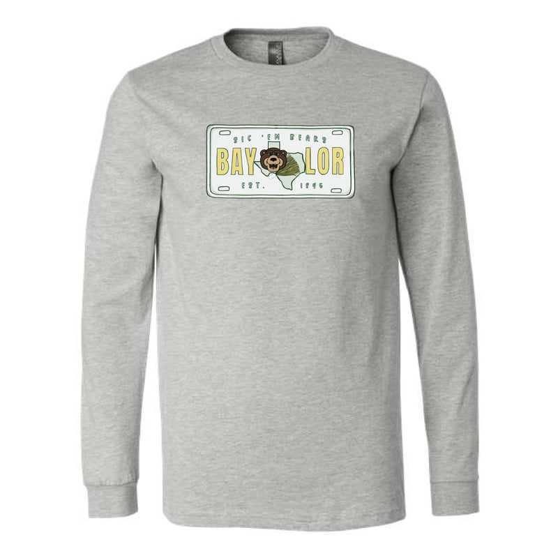The Baylor License Plate | Athletic Heather Long Sleeve