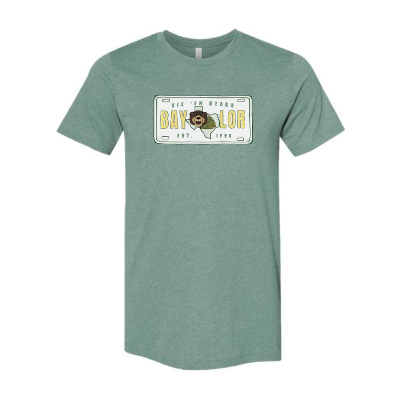 The Baylor License Plate | Heather Dusty Blue Tee