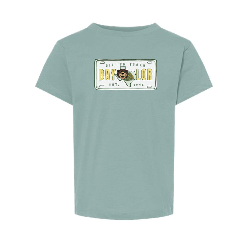 The Baylor License Plate | Toddler Dusty Blue Tee