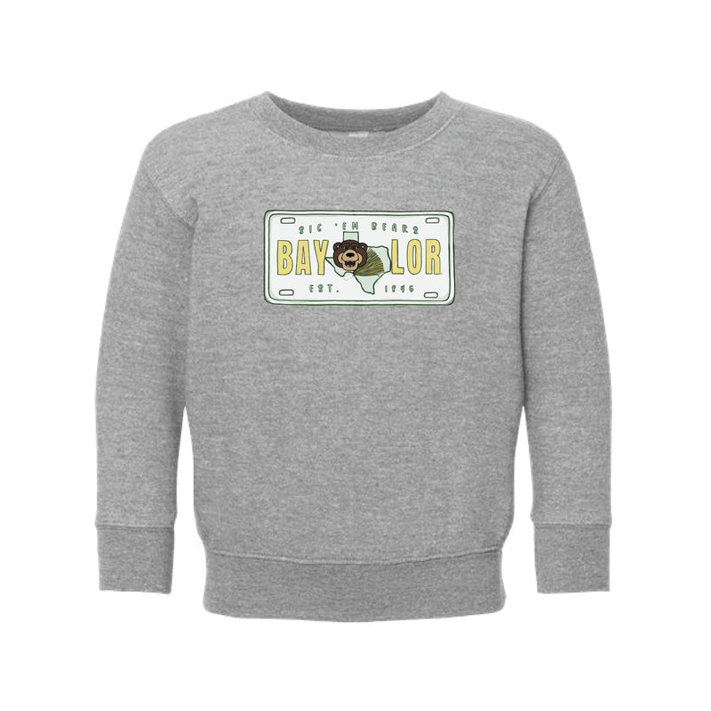 The Baylor License Plate | Toddler Heather Sweatshirt