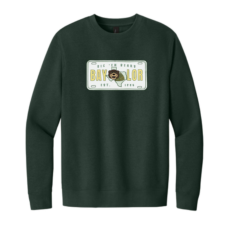 The Baylor License Plate | Forest Green Sweatshirt