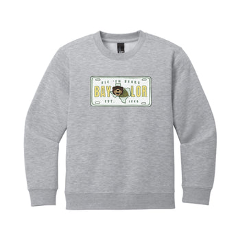 The Baylor License Plate | Youth Light Heather Grey Sweatshirt