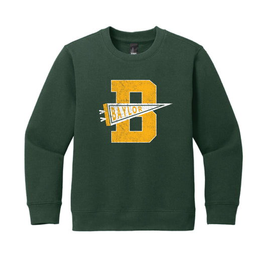 The Baylor Pennant | Youth Forest Green Crewneck Sweatshirt